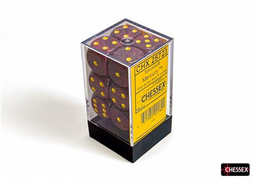Chessex Mercurius Gespikkeld D6 16mm Dobbelsteen Set (12 stuks)