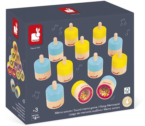 Janod - Sensorisch Memospel Met Geluiden - Een Origineel Spel Om Het Auditieve Geheugen Te Stimuleren - Zoek De Juiste 6 Paren Bij Elkaar - Een Familiespel Voor Het Hele Gezin - Geschikt Vanaf 3 Jaar