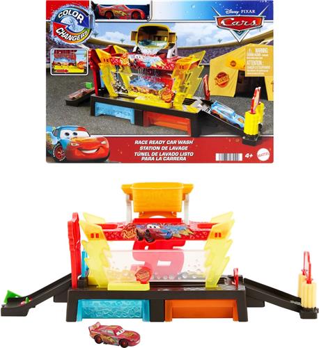 Disney Pixar Cars Disney en Pixar Cars Autowasstraat Klaar voor de Race, Speelset met Kleurverandering