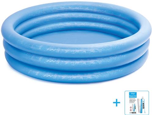 Intex - Opblaaszwembad - Crystal Blue Pool - Vanaf 2 jaar - Ø 168 x 38 cm inclusief reparatiesetje