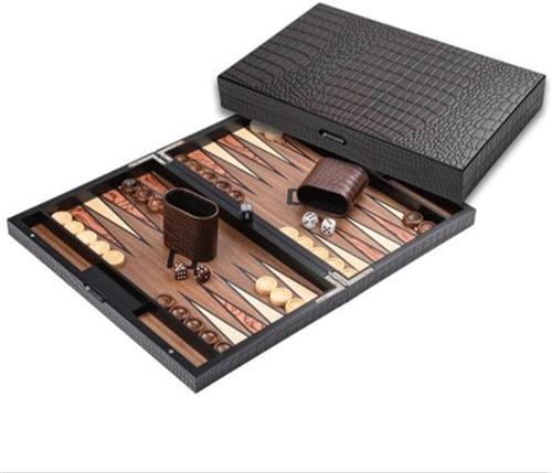 Backgammonkist van hout in kroko-look