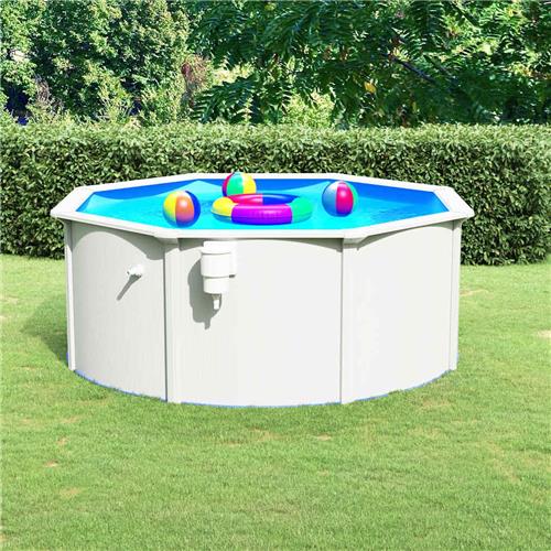 vidaXL Zwembad Stalen Wand 300x120cm Wit