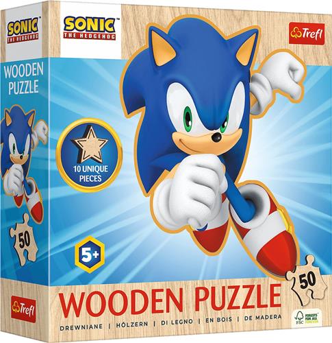 Trefl Trefl 50 Wooden Contour Puzzle - Happy Sonic / SEGA Sonic The Hedgehog_FSC Mix 70%.