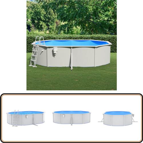 vidaXL Zwembad met ladder - 490x360x120 cm - Incl. Accessoires Zwembad - Zwembaden - Zwembad Met Ladder - Bad