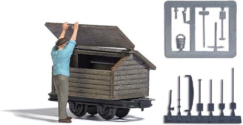 Busch - A-SET: WERKZEUGWAGEN OFFNEN H0 - modelbouwsets, hobbybouwspeelgoed voor kinderen, modelverf en accessoires