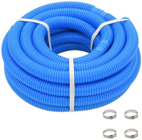 vidaXL Zwembadslang - 38 mm - 12 m - Blauw - Inclusief Klemmen Zwembadslang - Zwembadslangen - Reinigingsslang - Reinigingsslangen