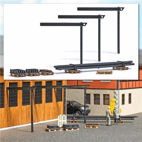 Busch - 6 PALETTEN MIT MASCHINENTEILEN H0 (4/23) * - modelbouwsets, hobbybouwspeelgoed voor kinderen, modelverf en accessoires