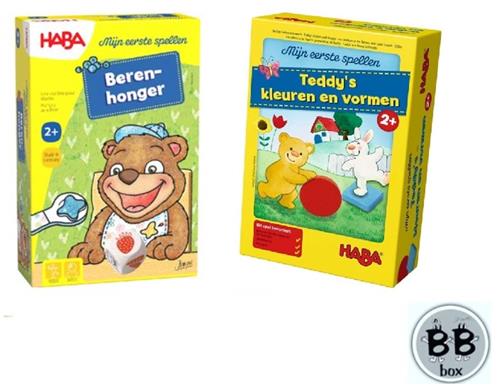 Haba set van 2 spelletjes vanaf 2 jaar : Berenhonger en Teddy's vormen