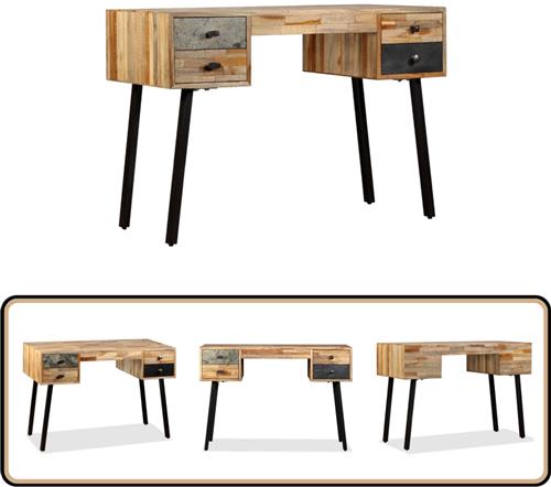 vidaXL Schrijftafel 110x50x76 cm gerecycled teakhout Schrijftafel - Vintage Bureau - Teak Bureau - Houten Bureau - Retro Bureau