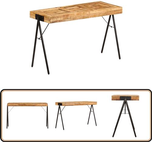 vidaXL Schrijftafel - Mangohout - 118x50x75 cm Schrijftafel - Bureaus - Mangohout - Industrieel Design - Vintage Meubilair