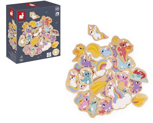 Janod - Magneten Eenhoorns En Draken - 24 Verschillende Magneten - Eenhoorns, Draken... Maak Plaats Voor Magie - 24 Magneten Voor Gekke Verhalen Op Magnetische Dragers - Geschikt Vanaf 2 Jaar