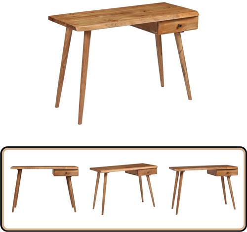 vidaXL Schrijftafel 110x50x76 cm acaciahout Retro Bureaublad - Houten Bureau - Acacia Houtsoort - Landelijke Stijl - Vintage Meubels