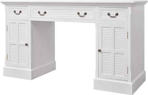 vidaXL Bureau Ministre - Wit - 140x48x80 cm Kantoormeubilair - Bureau - Houten Bureau - Wit Bureau - Bureaublad