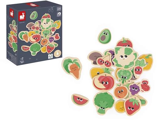 Janod - Magneten Fruit En Groente - 24 Verschillende Magneten - Avocado, Wortel, Aardbei... Wek Je Eetlust Op Met Deze Leuke Magneten - 24 Magneten Voor Gekke Verhalen Op Magnetische Dragers - Geschikt Vanaf 2 Jaar
