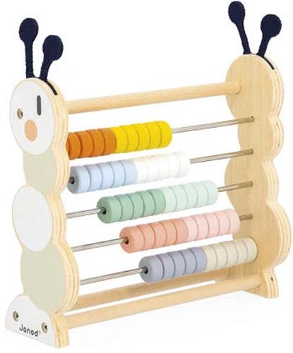 Janod Sweet Cocoon - Houten Telraam Rups - Leuk En Duurzaam Educatief Spel - Ideaal Om Te Leren Tellen - Geschikt Vanaf 18 Maanden