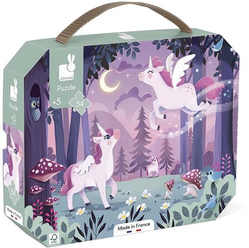 Janod - Puzzel Unicorn - In Puzzelkoffer - 54 Stukjes - Perfect Voor Eenhoornfans - Geschikt Vanaf 5 Jaar