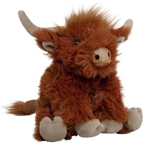 Nature Planet Knuffeldier Schotse hooglander koe - zachte pluche stof - veel details - bruin - 17 cm - Cadeau - Kinderen - Boerderijdieren