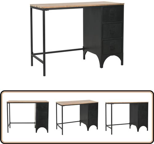 vidaXL Bureau - 100x50x76 cm - Hout en staal Schreibtafel - Bureau - Houten Bureau - Industrieel Bureau - Zwart Bureau
