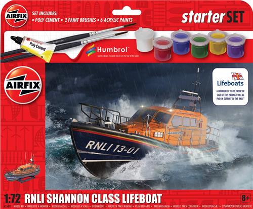 1:72 Airfix 55015 Reddingsboot van de RNLI Shannon-klasse - Starter Set Plastic Modelbouwpakket
