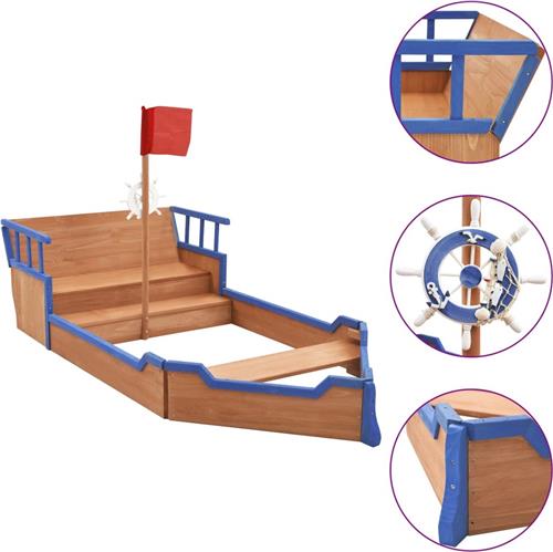vidaXL Zandbak piratenschip 190x94,5x101 cm vurenhout