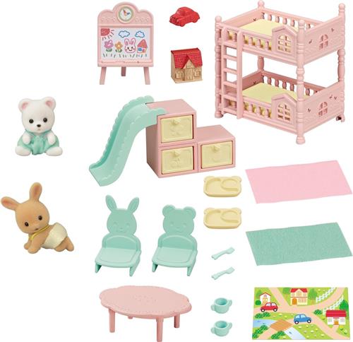 Sylvanian Families  5397 speelkamer met babys- speelfigurenset- 1 sunny rabbit baby- 1 polar bear baby
