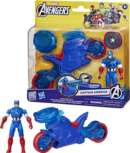 Marvel Avengers Epic World of Action Captain America Shield-Shot Cycle - Actiefiguur inclusief speelgoedmotorfiets