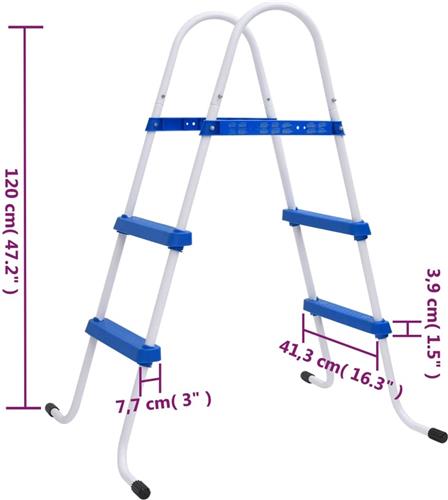 vidaXL Zwembadladder 84 cm blauw en wit