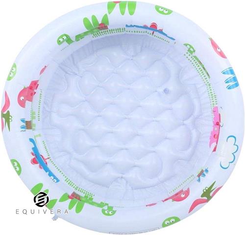 Equivera Opblaasbaar rond zwembad voor baby's en peuters - Draagbaar kinderzwembad met cartoon pomp dinosaurus - Overdekt buitenzwembad voor jongens en meisjes baby zwembad