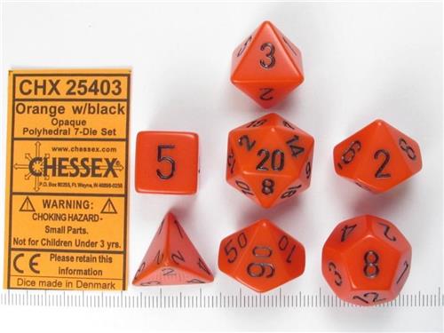 Chessex polydice set, Opaque Orange w/black