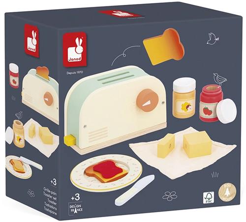 Janod Shiny Grandma - Broodrooster Met 10 Accessoires - Houten Speelset - Om De Heerlijkste Ontbijtjes Te Maken - Geschikt Vanaf 3 Jaar