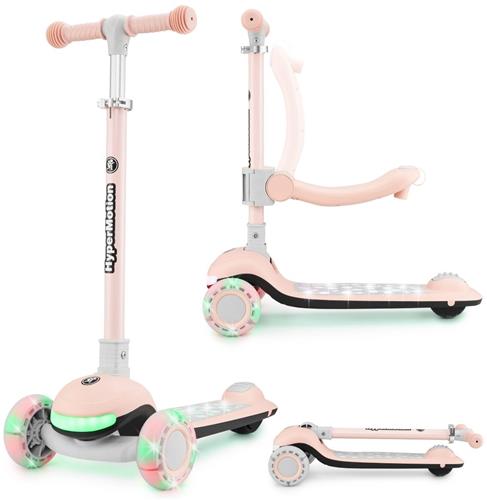 HyperMotion LUMI 3-in-1 kinderstep met LED-verlichting, verstelbaar zitje, opvouwbaar, PU-wielen, T-bar stuur, tot 50 kg, vanaf 1 jaar, voor binnen en buiten gebruik