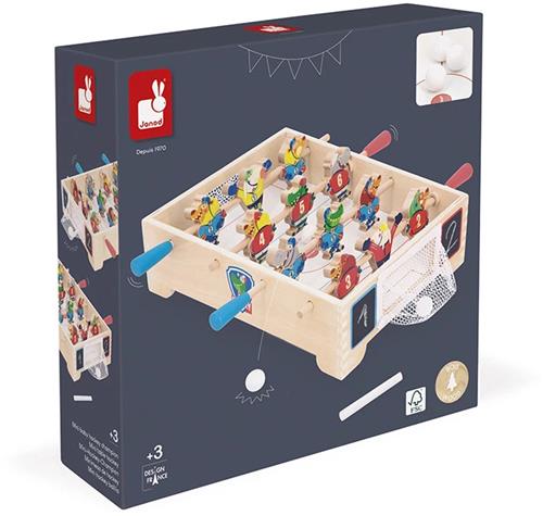 Janod Applepop - Mini Tafelhockey Kampioen - Tafelvoetbal In Een Nieuw Jasje Met Als Thema Hockey - Ideaal Om De Behendigheid Van Kinderen Te Ontwikkelen - Geschikt Vanaf 3 Jaar