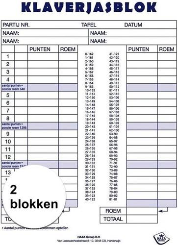 2x Scoreblokken Klaverjassen 50 vellen - Kaartspellen - Familiespelletjes - Klaverjassen score notitieblok 2 stuks