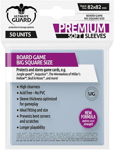 Ultimate Guard Ultimate Guard Premium Soft Sleeves for Board Game Cards Big Square (50) Card Sleeves for Board Game Cards