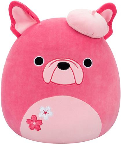 Squishmallows - Elise - Pink French Bulldog W/Sakura Flowers and Beret 40cm pluche
