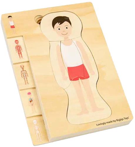 Bigjigs Houten Anatomiepuzzel - Jongen, 26st.