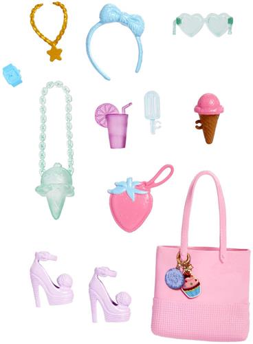 Barbie Accessoires Set met o.a. een Roze Tas, Paarse Hakken, Zonnebril en nog veel meer