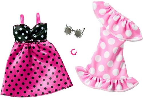 Barbie 2-Pack Kleding Outfit en Accessoires - 2 Zomerse stippeljurken, Zonnebril en Armband