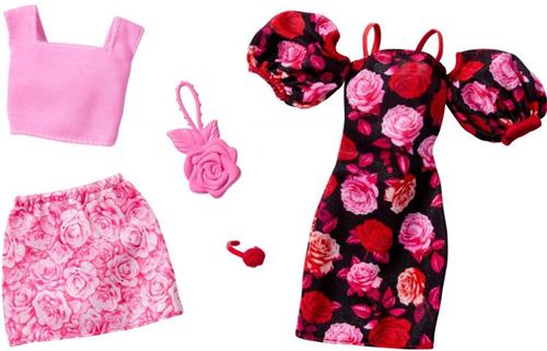 Barbie 2-Pack Kleding Outfit en Accessoires - Bloemenjurk met Roze top en rok