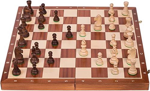 Schaakbord \ Chess figures and chessboard made of wood - Houten schaakspel, draagbaar houten schaakbord Handgemaakt schaakbordspel voor familiefeestactiviteiten