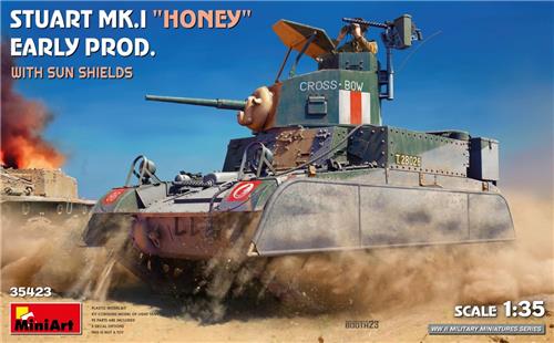 1:35 MiniArt 35423 M3 Stuart Mk.I "Honey" - Vroege productie met zonneschermen - Tank Plastic Modelbouwpakket