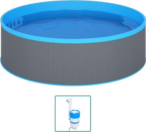 vidaXL - Splasher - pool - met - hangende - skimmer - en - pomp - 350x90 - cm - grijs