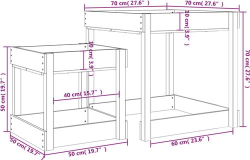 Zandtafels 2 st massief douglashout