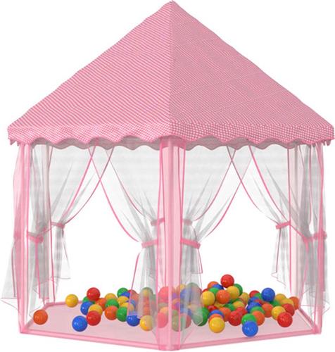 vidaXL Prinsessenspeeltent met 250 Ballen 133x140 cm roze