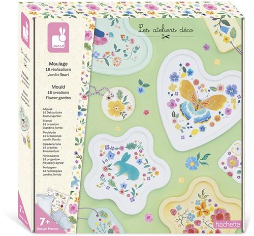 Janod Les Ateliers Déco - Gips Gieten De Bloementuin - Complete Knutselset Om 16 Eenvoudige Gietcreaties Te Maken - Met Als Thema Bloemen En Tuin - Geschikt Vanaf 7 Jaar