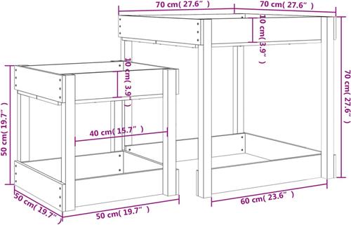 Zandtafels 2 st massief grenenhout honingbruin