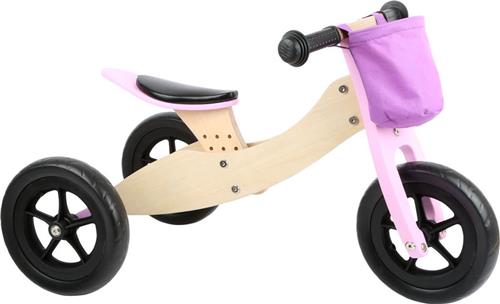 Small Foot - Houten Driewieler en Loopfiets 2in1 Maxi Roze