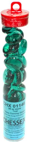 Chessex Glass Gaming Stones - Crystal Teal (40+)