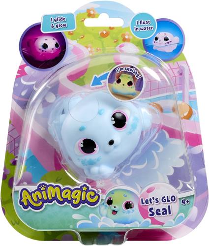 Animagic Let's Glo Seal Blauw - Speelfiguur - Speelgoed - Lichtgevende Zeehond - Glijd over de vloer!