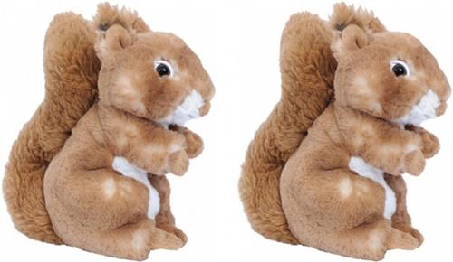 Set van 3x stuks pluche eekhoorn knuffels bruin 20 cm - Bosdieren knuffelbeesten